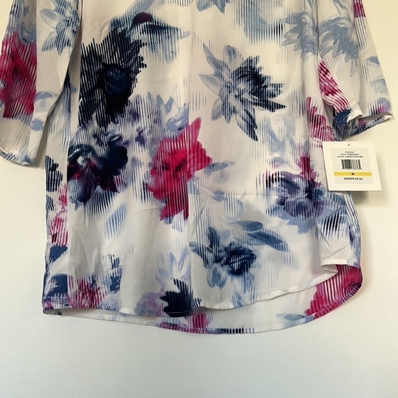 ELLEN Tracy White Floral Tunic, Medium - Picture 7 of 11